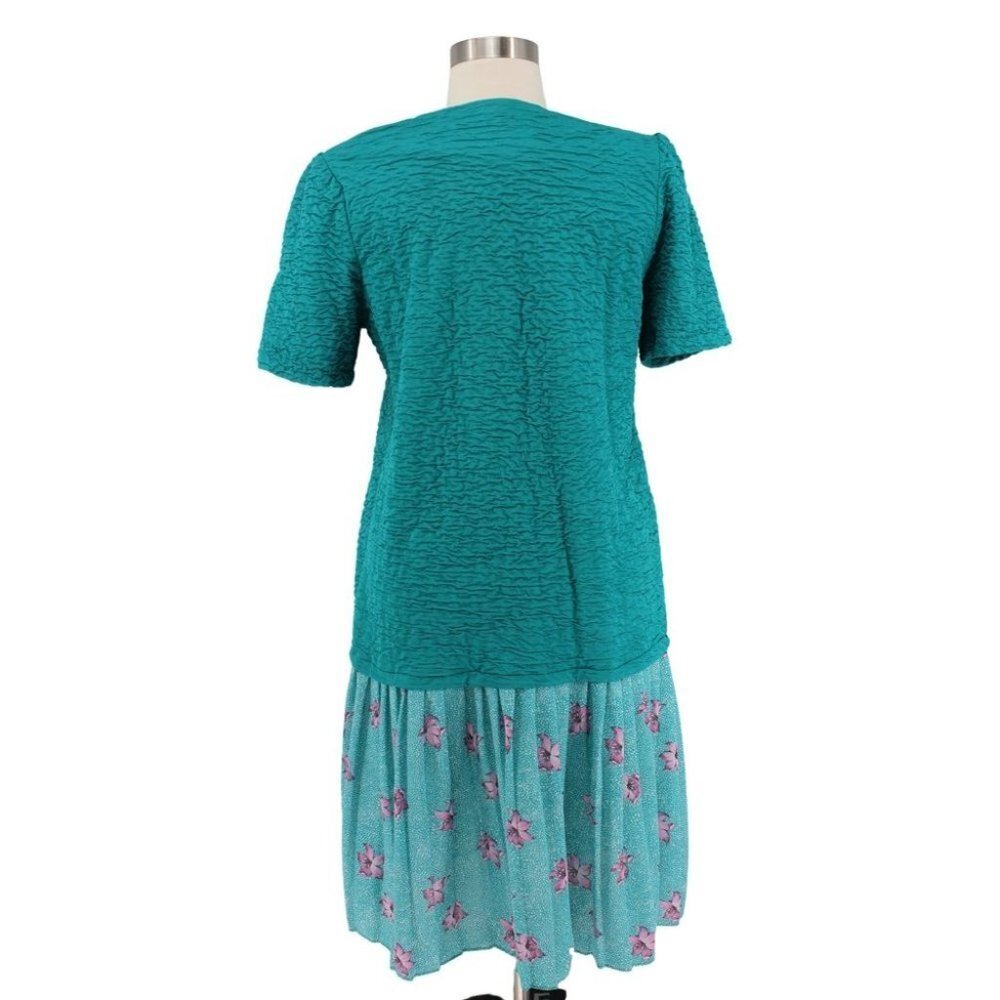Vintage 80s Whispers Of California Green Double Breasted Faux Wrap Dress Size 16 - Picture 4 of 6